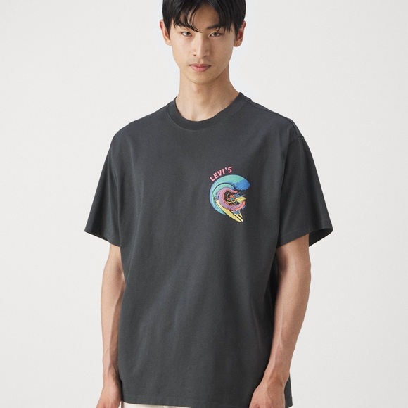 Levi’s Men’s S VINTAGE FIT TEE Print T-shirt pirate black Surfing Dragon Red Tab - Picture 2 of 10